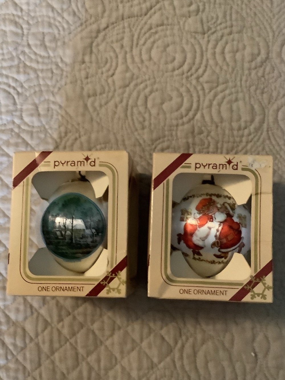 Pyramid Decorative Christmas Ornaments - Currier & Ives, Mr. & Mrs. Claus